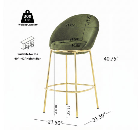 Olive Green Upholstered Barstools (2) | OROA