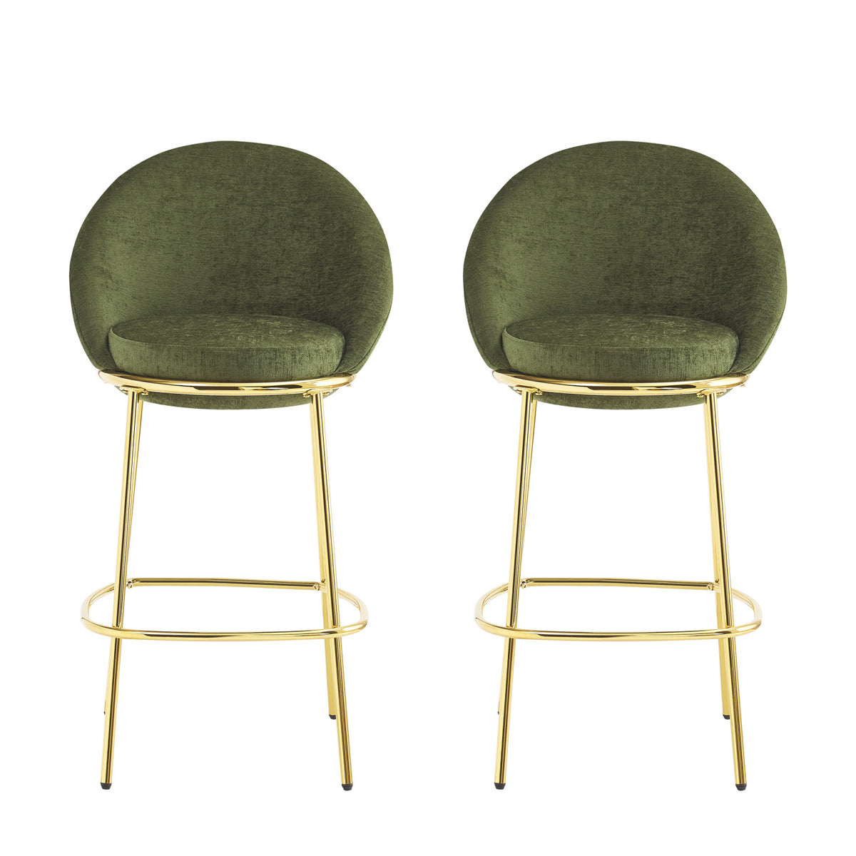 Olive Green Upholstered Barstools (2) | OROA