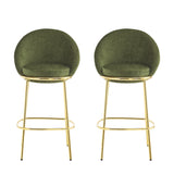 Olive Green Upholstered Barstools (2) | OROA