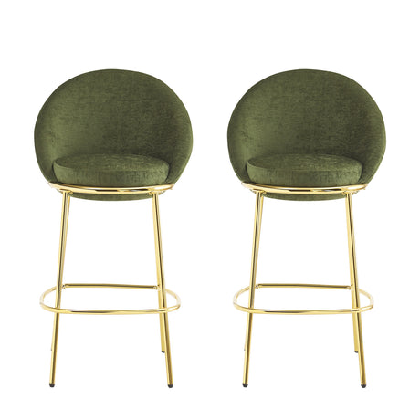 Olive Green Upholstered Barstools (2) | OROA