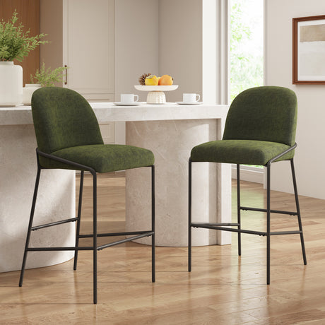 Galen Green Upholstered Barstools (2) | OROA