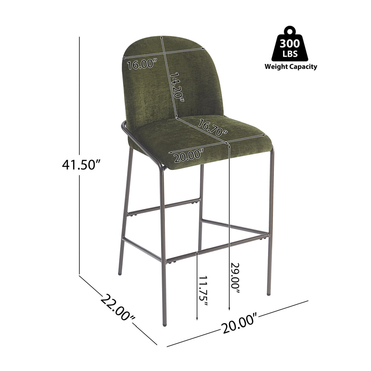 Galen Green Upholstered Barstools (2) | OROA