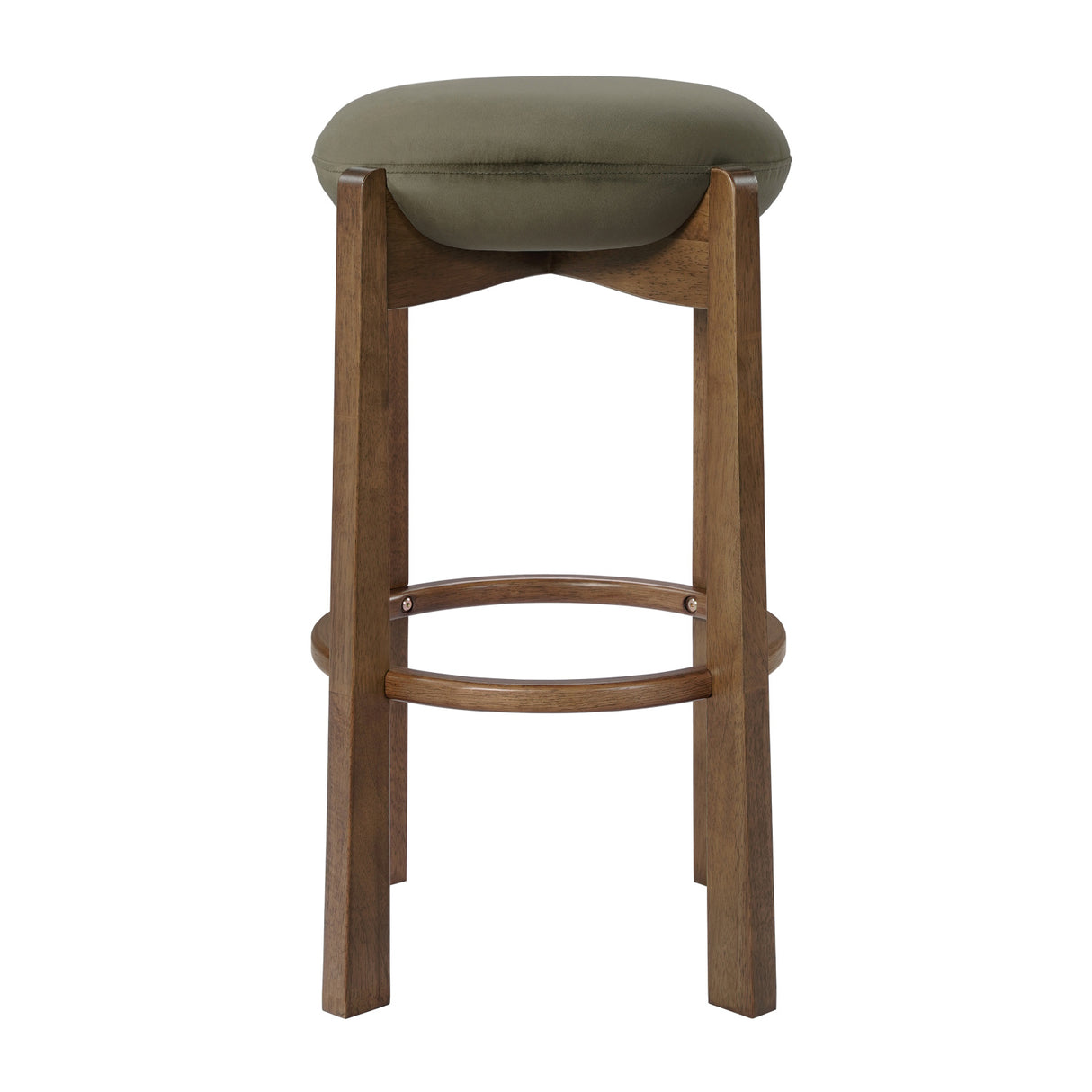 Modern Dark Walnut Backless Bar Stools (4) | OROA