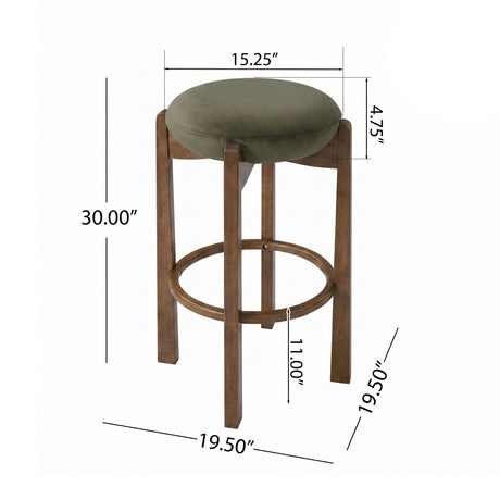 Modern Dark Walnut Backless Bar Stools (4) | OROA