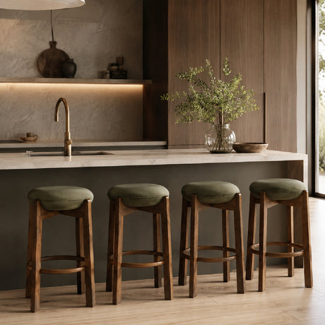 Modern Dark Walnut Backless Bar Stools (4) | OROA