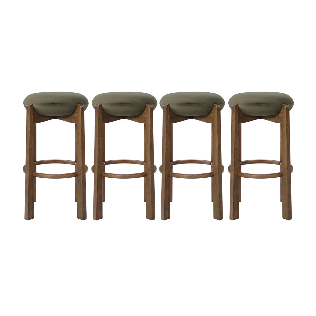 Modern Dark Walnut Backless Bar Stools (4) | OROA