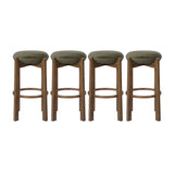 Modern Dark Walnut Backless Bar Stools (4) | OROA