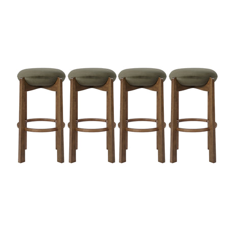 Modern Dark Walnut Backless Bar Stools (4) | OROA