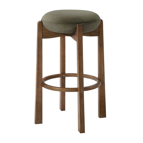 Modern Dark Walnut Backless Bar Stools (4) | OROA