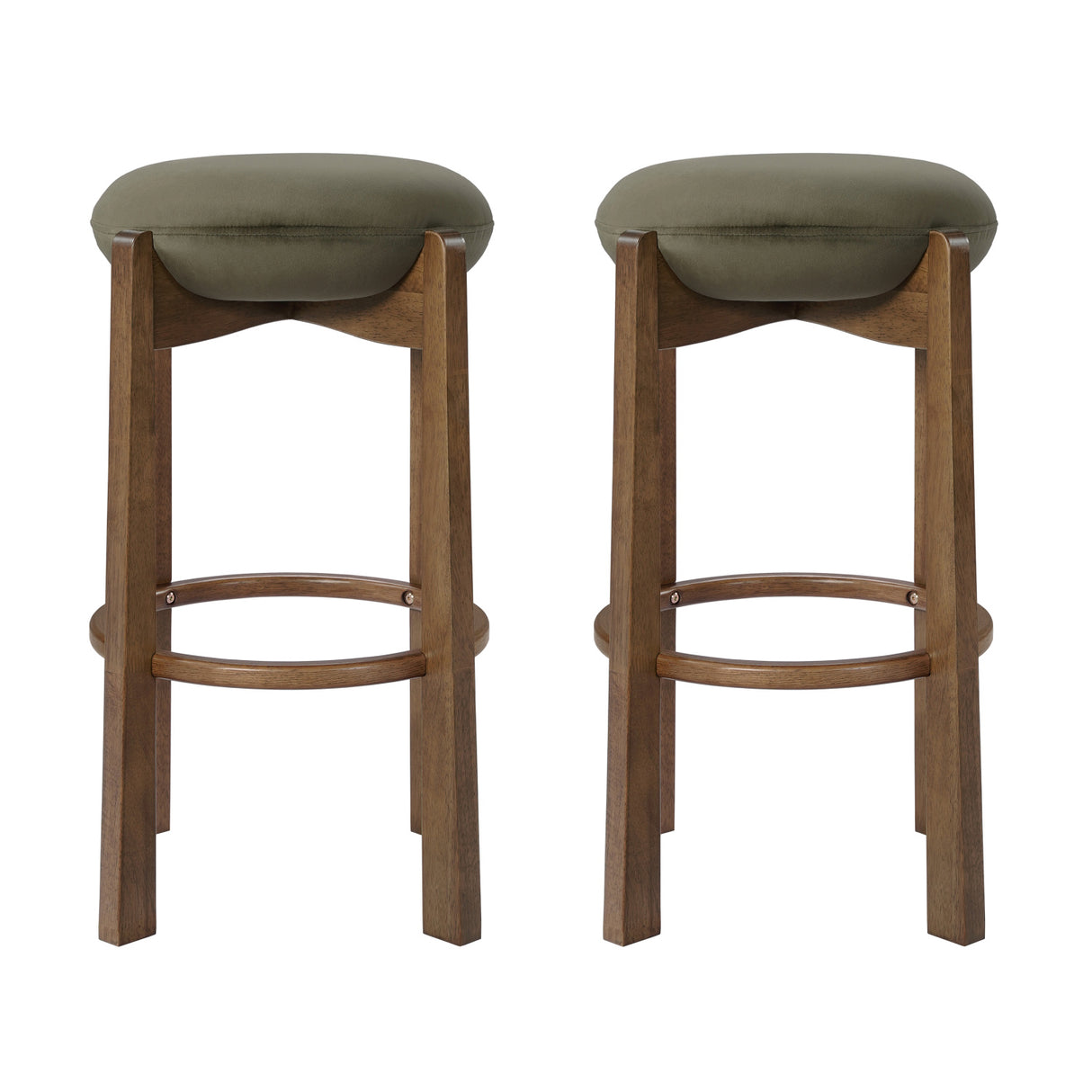 Tara Contemporary Wood Frame Bar Stools (2) | OROA
