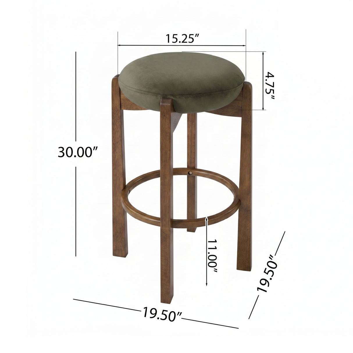 Tara Contemporary Wood Frame Bar Stools (2) | OROA