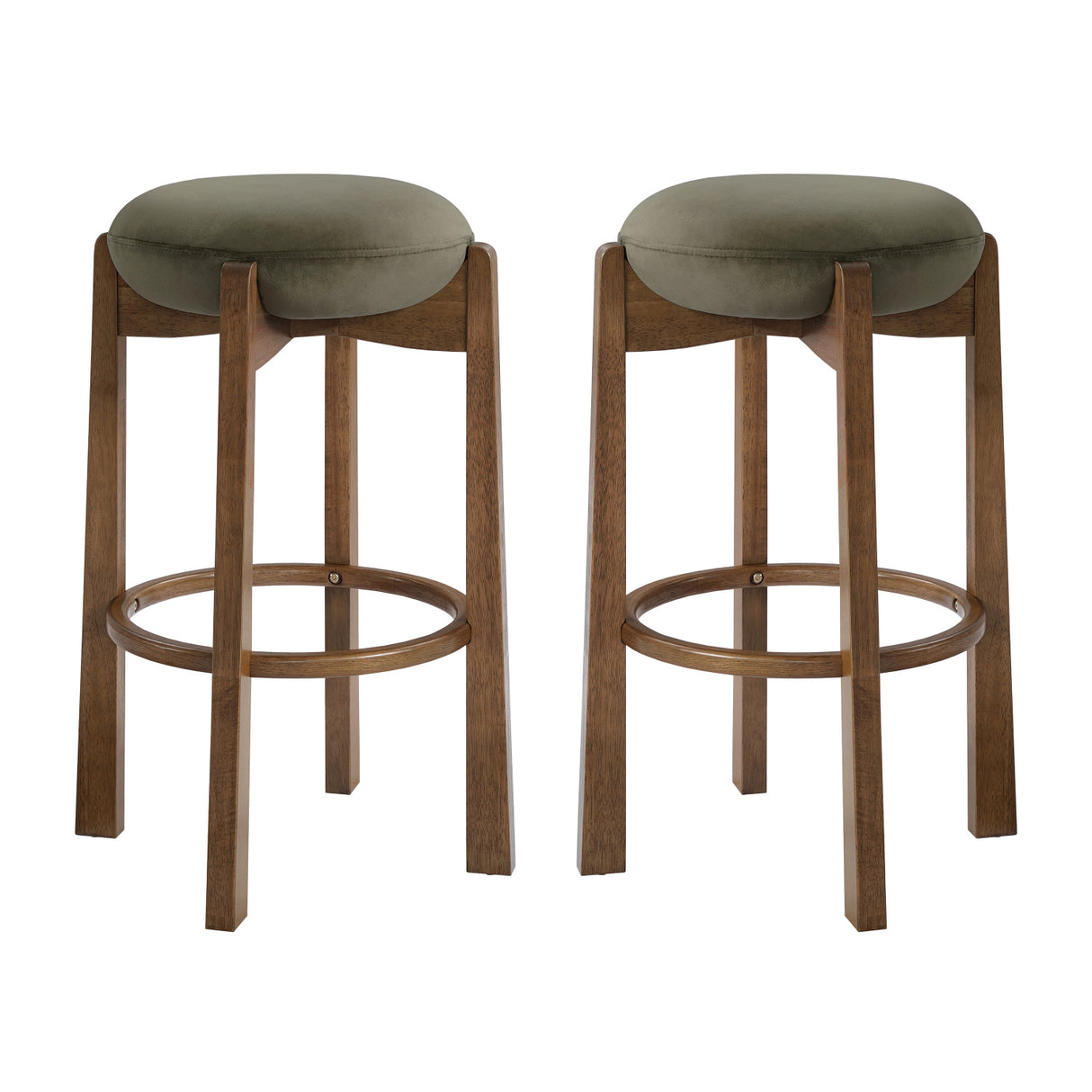 Tara Contemporary Wood Frame Bar Stools (2) | OROA