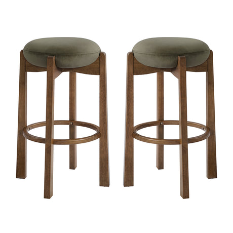 Tara Contemporary Wood Frame Bar Stools (2) | OROA
