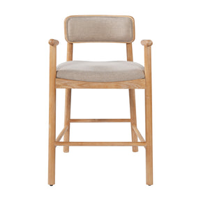 Modern European furniture - Rectangular Padded Back Rubber Wood Counter Stool - www.oroa.com