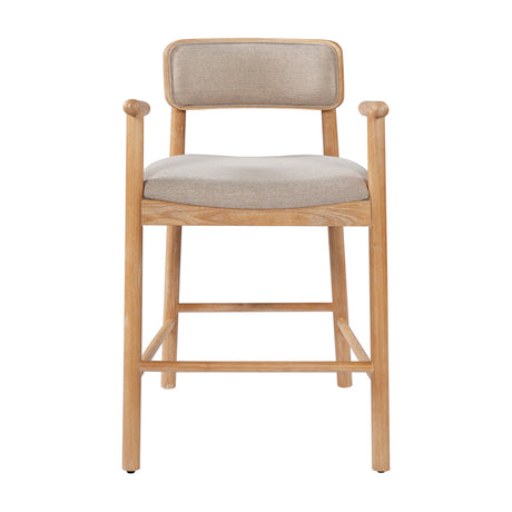 Modern European furniture - Rectangular Padded Back Rubber Wood Counter Stool - www.oroa.com