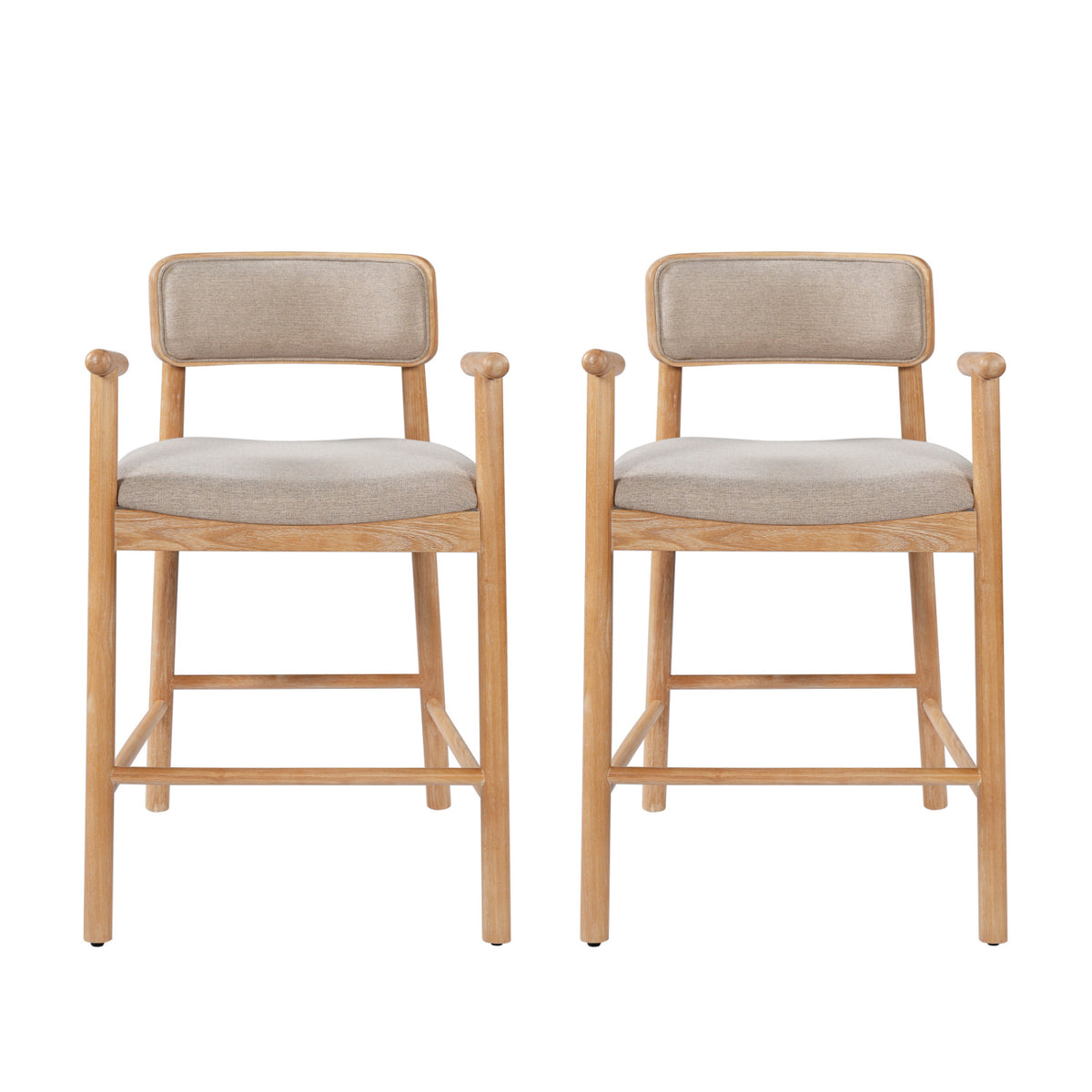 Modern European furniture - Rectangular Padded Back Rubber Wood Counter Stool - www.oroa.com