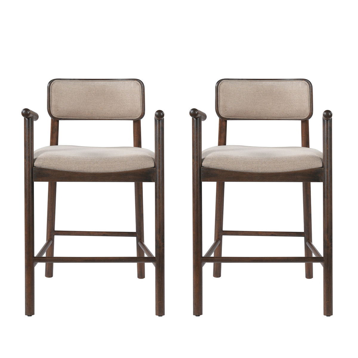Alaya Minimalist Walnut Counter Height Bar Chairs (2) | OROA
