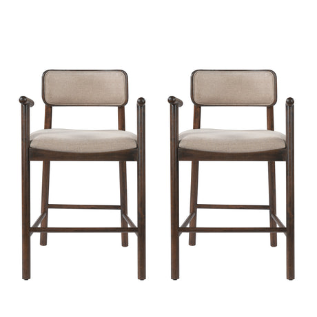 Alaya Minimalist Walnut Counter Height Bar Chairs (2) | OROA