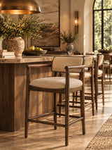 Alaya Minimalist Walnut Counter Height Bar Chairs (2) | OROA