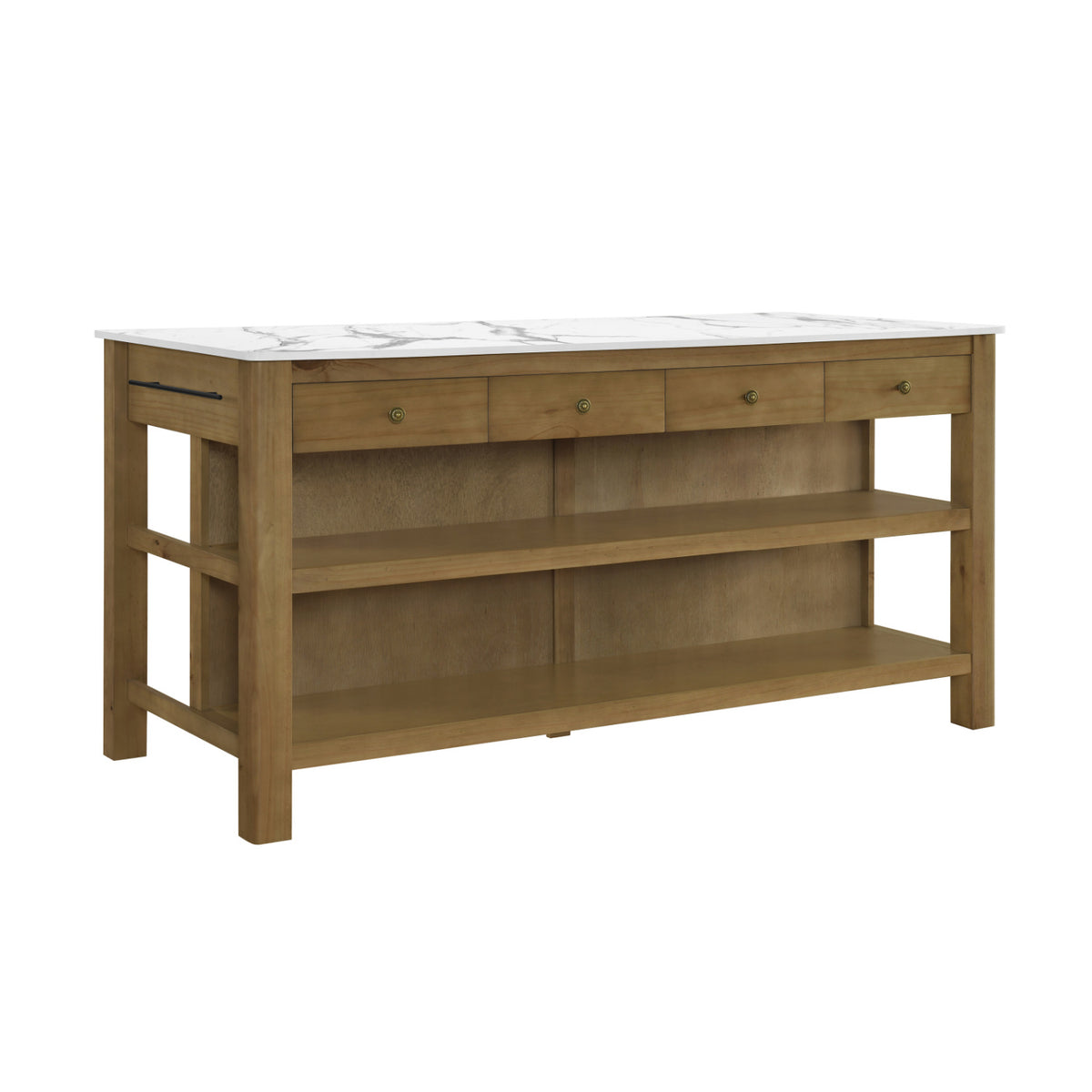 Rustic Marble Wooden Kitchen Island | OROA