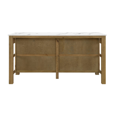 Rustic Marble Wooden Kitchen Island | OROA