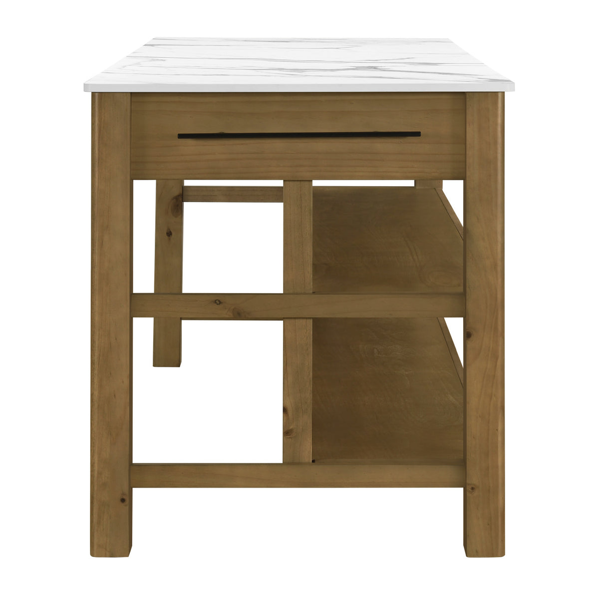Rustic Marble Wooden Kitchen Island | OROA