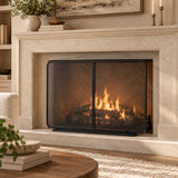 Black Two‑Panel Freestanding Fireplace Screen | OROA