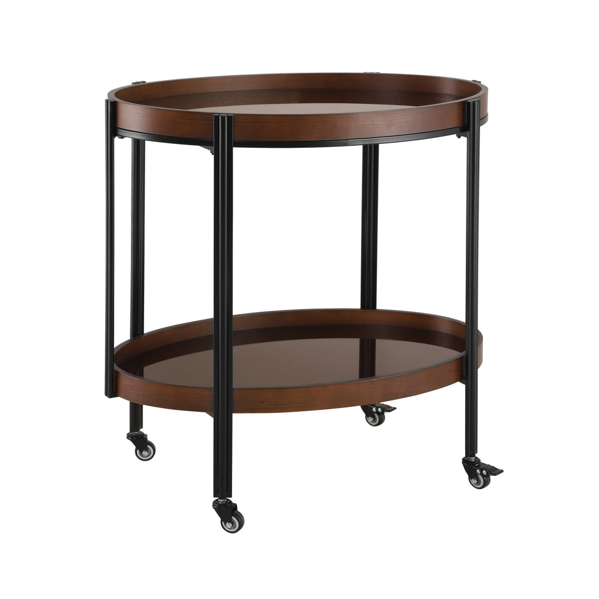 Oval 2-Tier Dark Walnut Bar Cart | OROA