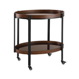 Oval 2-Tier Dark Walnut Bar Cart | OROA