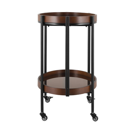 Modern European furniture - Oval 2-Tier Dark Walnut Bar Cart - www.oroa.com