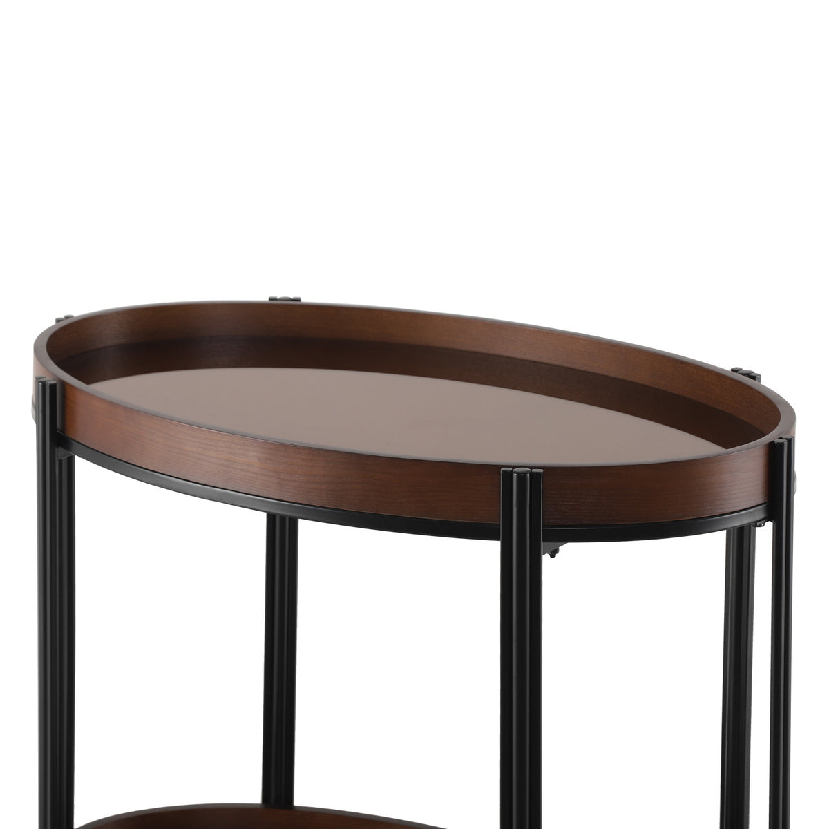Oval 2-Tier Dark Walnut Bar Cart | OROA