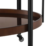 Oval 2-Tier Dark Walnut Bar Cart | OROA