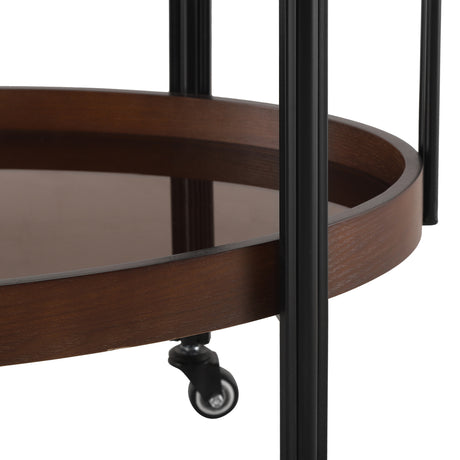 Modern European furniture - Oval 2-Tier Dark Walnut Bar Cart - www.oroa.com