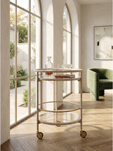 Gold Accents Round Bar Cart | OROA