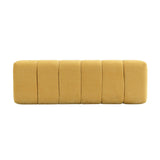No-Assembly Yellow Chenille Upholstered Bench | OROA