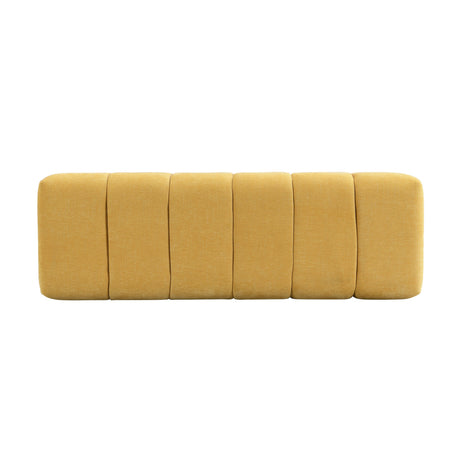 No-Assembly Yellow Chenille Upholstered Bench | OROA