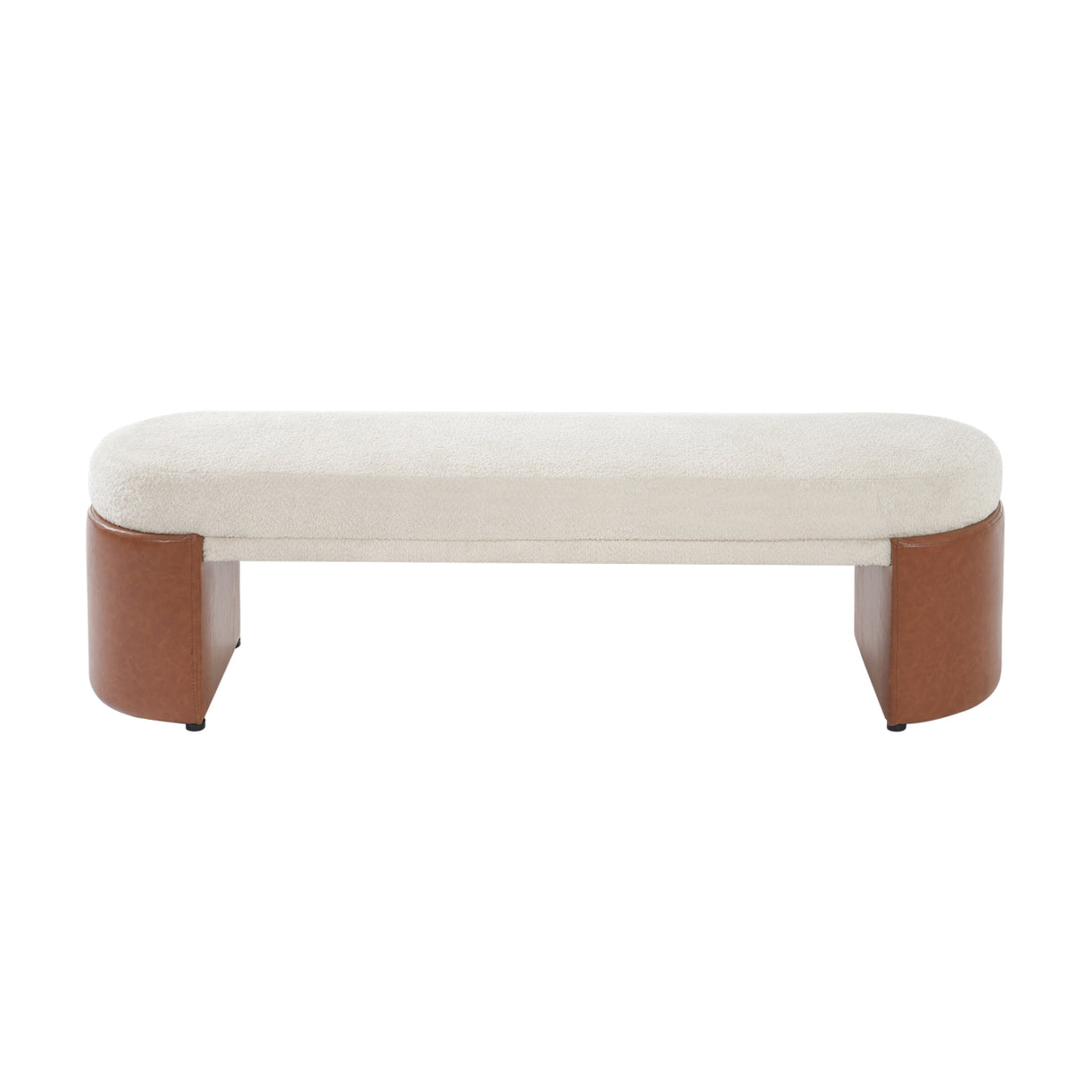 Two-Tone Boucle Upholstered Dining Bench | OROA