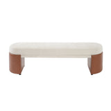 Two-Tone Boucle Upholstered Dining Bench | OROA