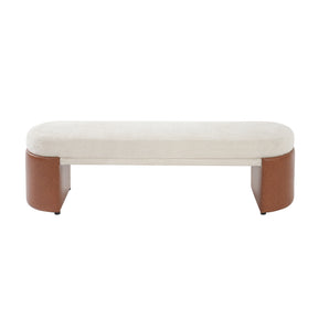 Two-Tone Boucle Upholstered Dining Bench - OROA - view 1
