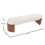 Two-Tone Boucle Upholstered Dining Bench | OROA
