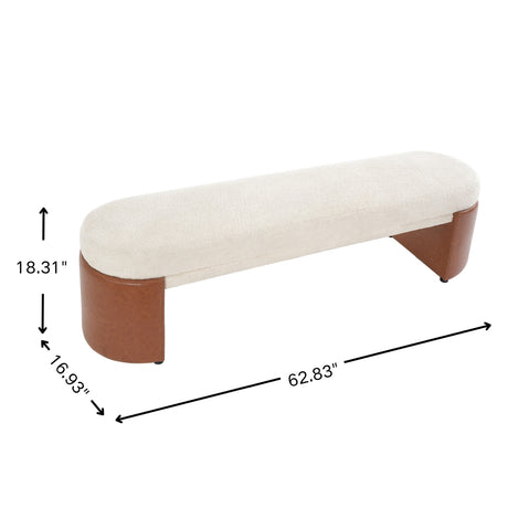 Two-Tone Boucle Upholstered Dining Bench | OROA