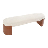 Two-Tone Boucle Upholstered Dining Bench | OROA