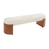 Two-Tone Boucle Upholstered Dining Bench | OROA