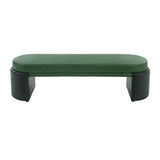 Green & Black Wooden Upholstered Bench | OROA
