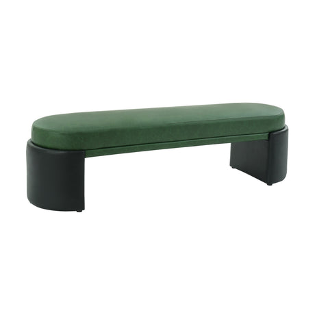 Green & Black Wooden Upholstered Bench | OROA