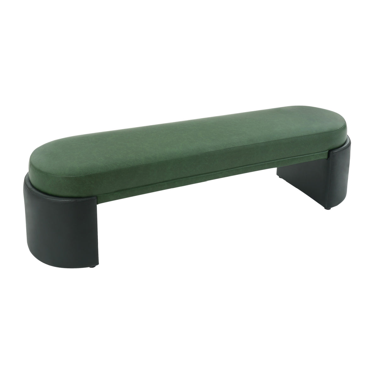 Green & Black Wooden Upholstered Bench | OROA