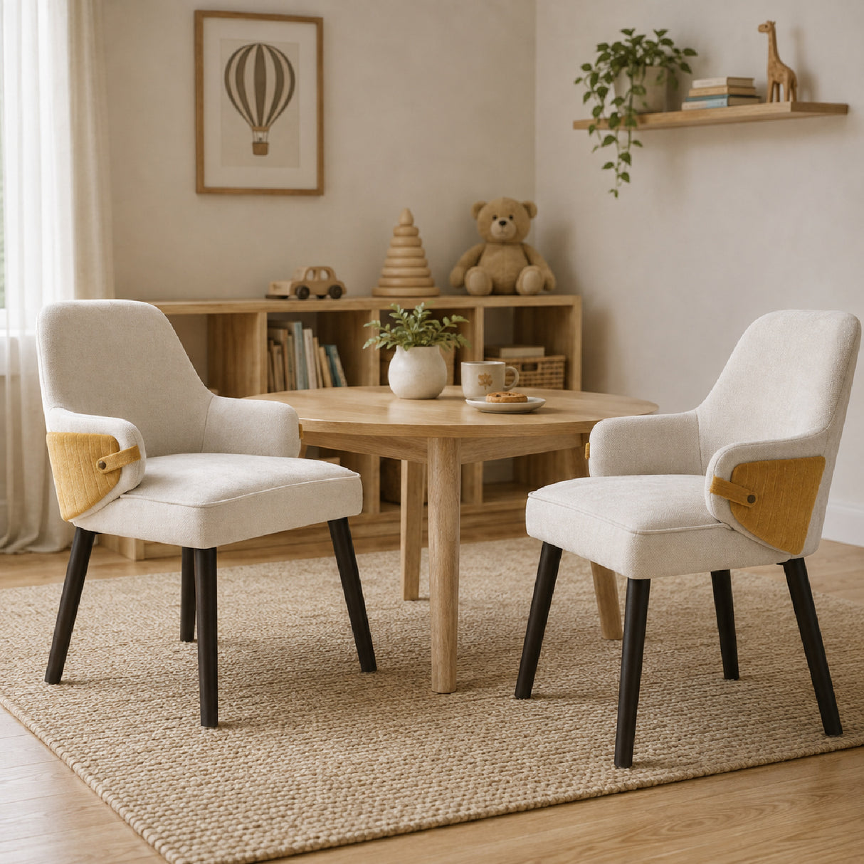 Two-Tone Fabric Dining Armchairs (2) | OROA