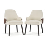 Modern Beige Brown Fabric Dining Chairs (2) | OROA