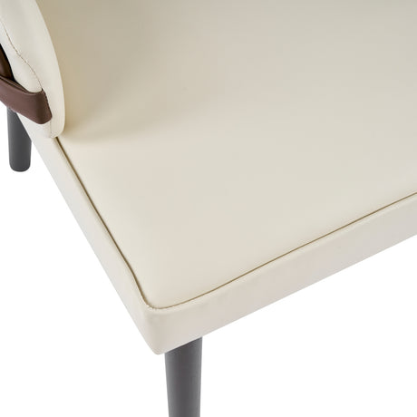 Modern Beige Brown Fabric Dining Chairs (2) | OROA