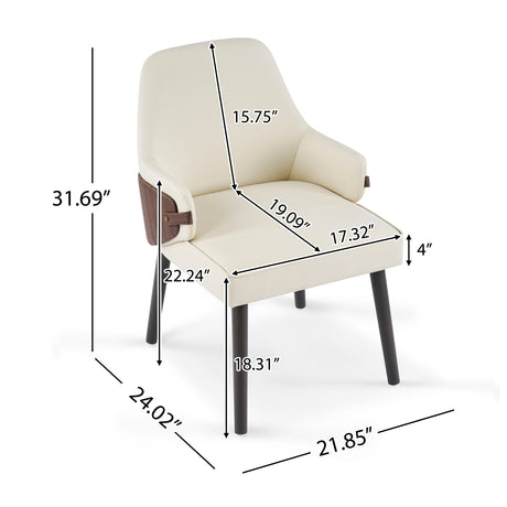 Modern Beige Brown Fabric Dining Chairs (2) | OROA